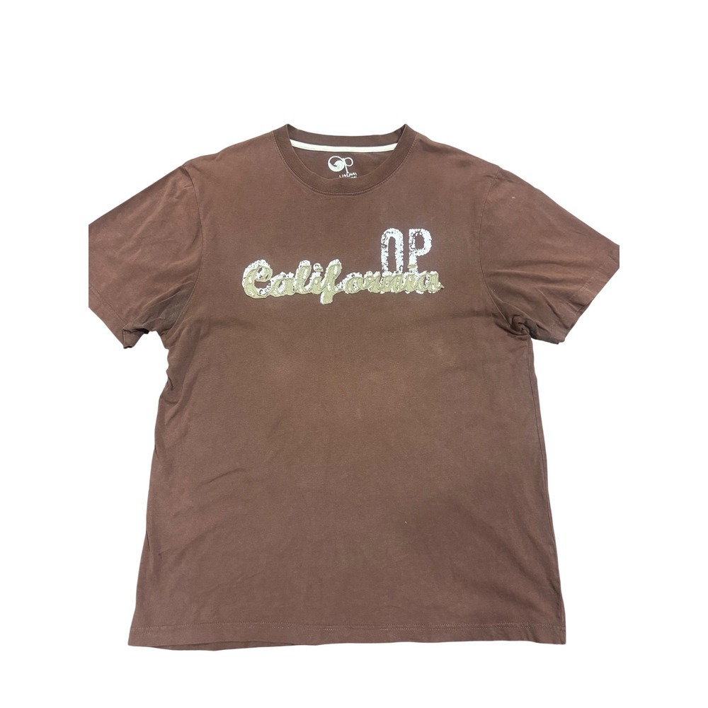 Ocean Pacific OP California Graphic Tee Mens Large Brown Short Sleeve Surf Shirt